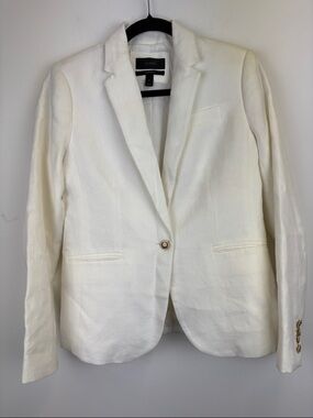 J. Crew Campbell Blazer White Linen Nautical Jacket Women's size 2